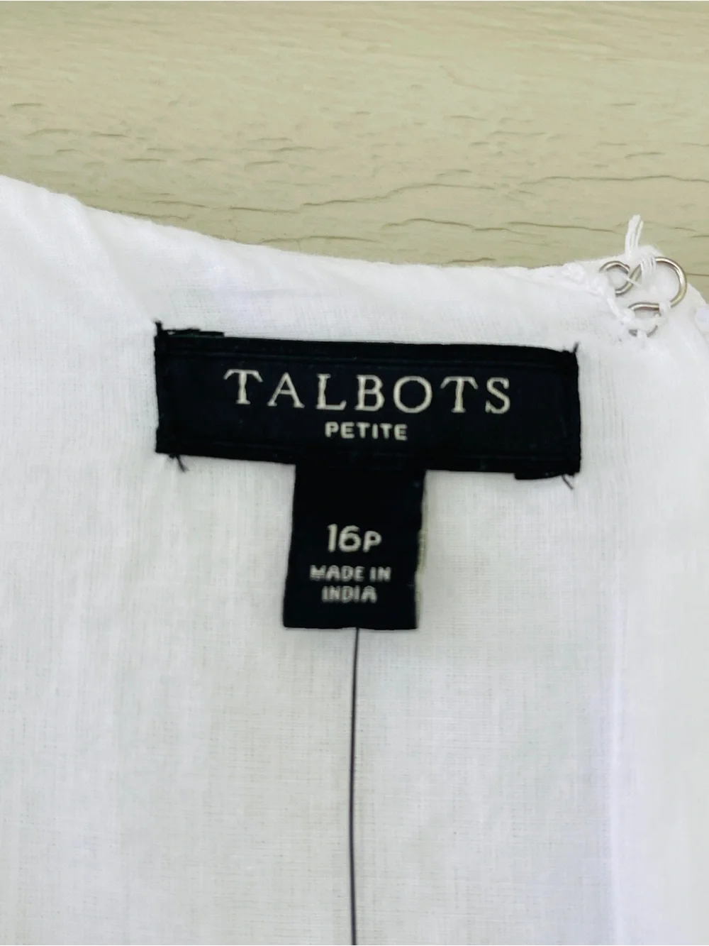 Talbots White Linen Blend Embroidered Hem Sleeveless Sheath Dress Size 16P NWT